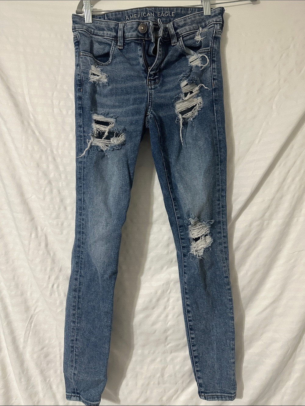 American Eagle Outfitters Light Blue Ripped Skinny Jeans